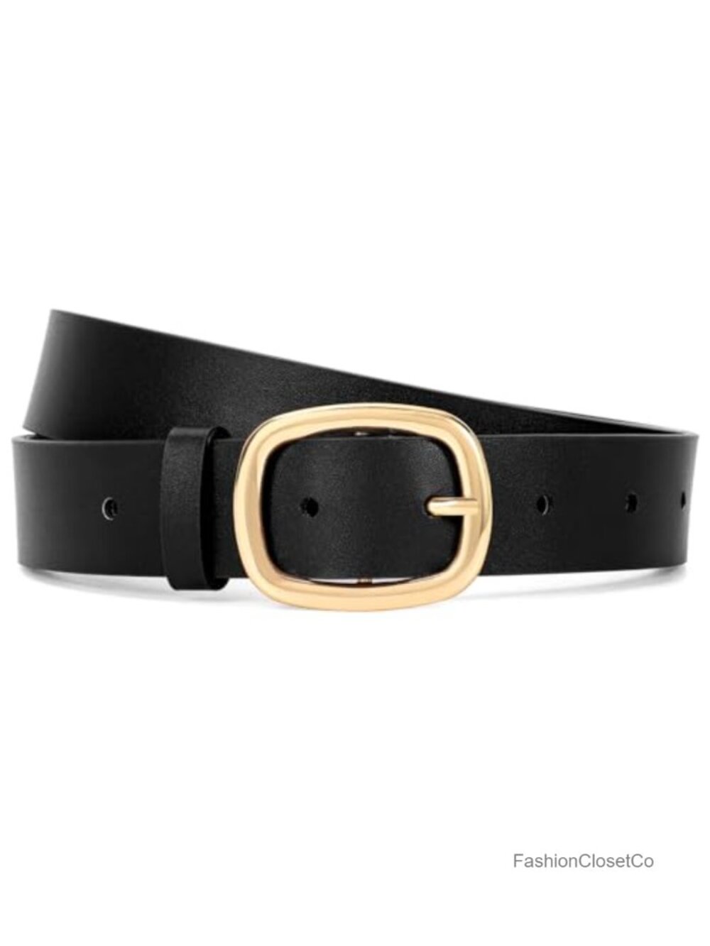 Women's Faux Leather Belt Gold Buckle Waist Belt for Jeans Pants Dresses